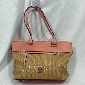Dooney And Bourke Beacon‎ Weave Coral Pink Zip Tote Purse Bag